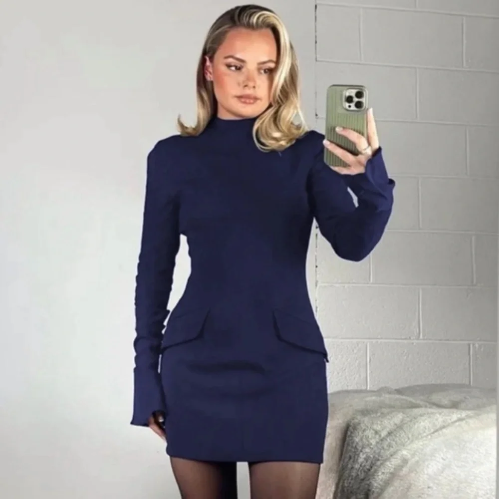 House of CB 'Mahalia' Navy Long Sleeve Mini Dress size XS - Picture 2 of 15